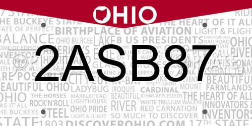 2ASB87 Ohio License Plate