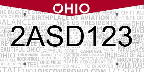 2ASD123 Ohio License Plate