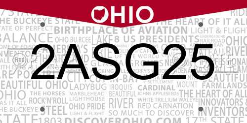2ASG25 Ohio License Plate