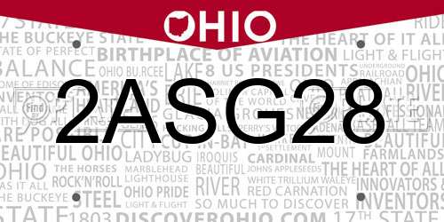 2ASG28 Ohio License Plate