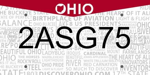 2ASG75 Ohio License Plate