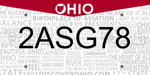 2ASG78 Ohio License Plate