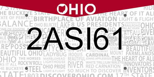 2ASI61 Ohio License Plate