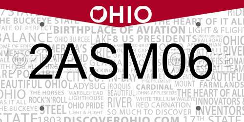 2ASM06 Ohio License Plate