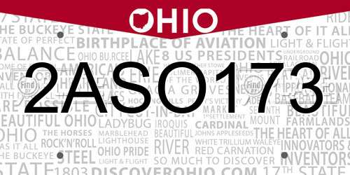 2ASO173 Ohio License Plate