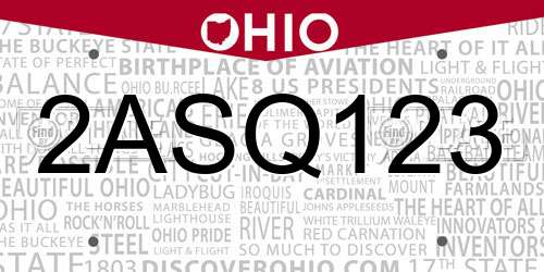 2ASQ123 Ohio License Plate