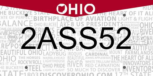 2ASS52 Ohio License Plate