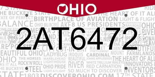 2AT6472 Ohio License Plate