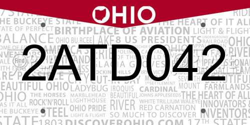 2ATD042 Ohio License Plate