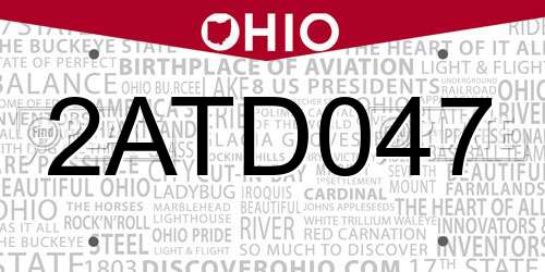 2ATD047 Ohio License Plate