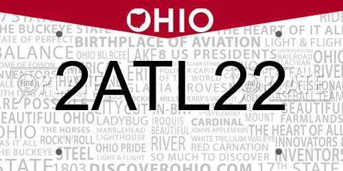 2ATL22 Ohio License Plate