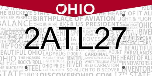 2ATL27 Ohio License Plate