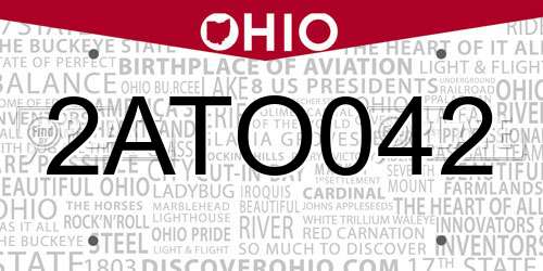 2ATO042 Ohio License Plate