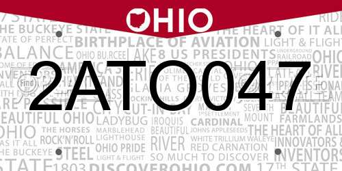2ATO047 Ohio License Plate