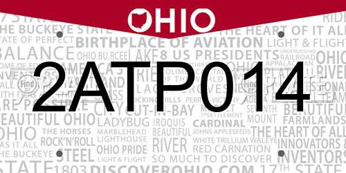 2ATP014 Ohio License Plate