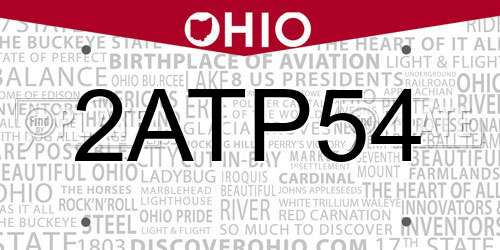 2ATP54 Ohio License Plate