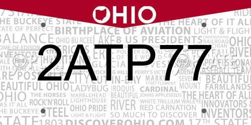 2ATP77 Ohio License Plate