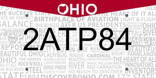 2ATP84 Ohio License Plate