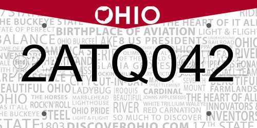 2ATQ042 Ohio License Plate