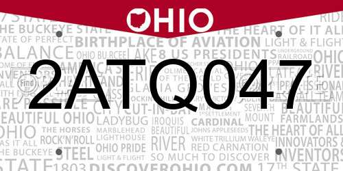 2ATQ047 Ohio License Plate