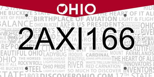 2AXI166 Ohio License Plate