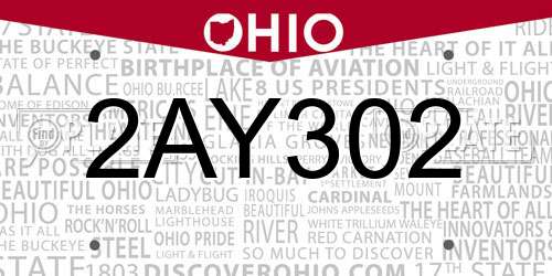 2AY302 Ohio License Plate