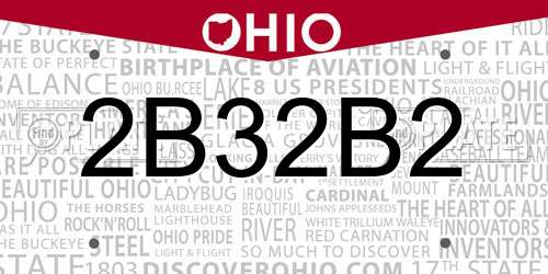 2B32B2 Ohio License Plate