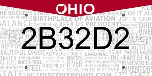 2B32D2 Ohio License Plate