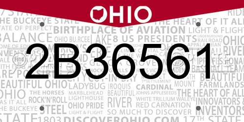 2B36561 Ohio License Plate
