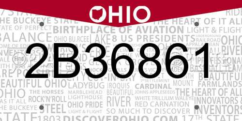 2B36861 Ohio License Plate