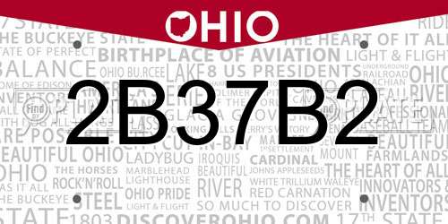 2B37B2 Ohio License Plate