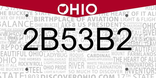 2B53B2 Ohio License Plate