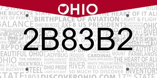 2B83B2 Ohio License Plate