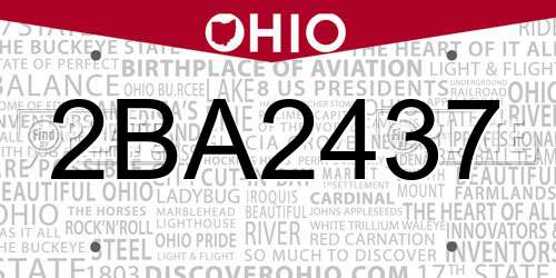 2BA2437 Ohio License Plate