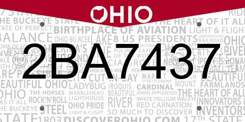 2BA7437 Ohio License Plate
