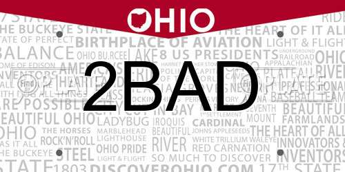 2BAD Ohio License Plate