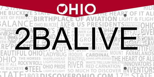 2BALIVE Ohio License Plate