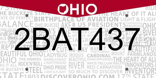 2BAT437 Ohio License Plate