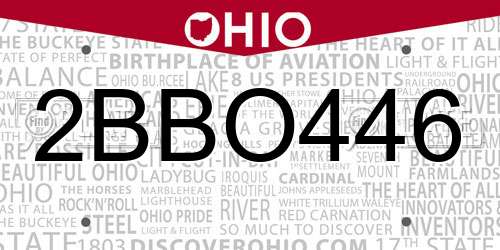 2BBO446 Ohio License Plate