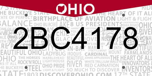 2BC4178 Ohio License Plate