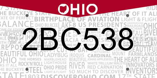 2BC538 Ohio License Plate