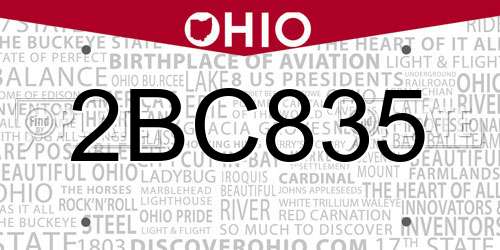 2BC835 Ohio License Plate