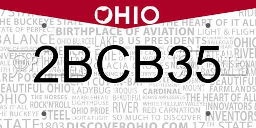 2BCB35 Ohio License Plate