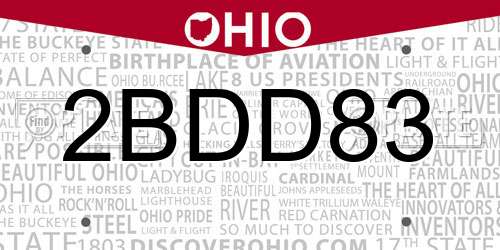 2BDD83 Ohio License Plate