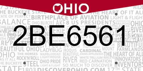 2BE6561 Ohio License Plate