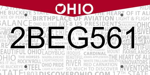 2BEG561 Ohio License Plate