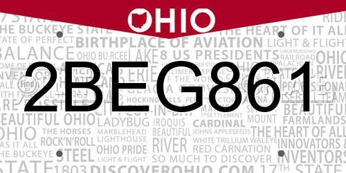 2BEG861 Ohio License Plate