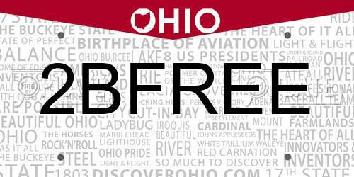 2BFREE Ohio License Plate