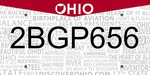 2BGP656 Ohio License Plate
