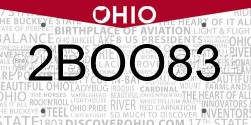 2BOO83 Ohio License Plate